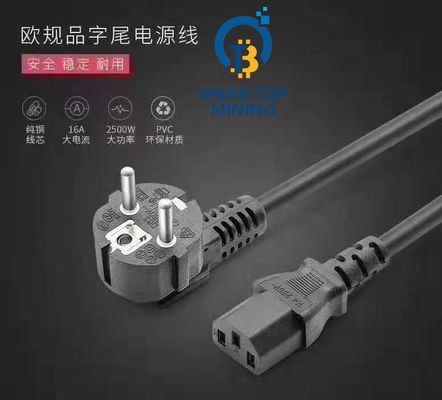 EU Plug Asic Miner Cấp điện Dây cáp 1,5m 1,8m 2m