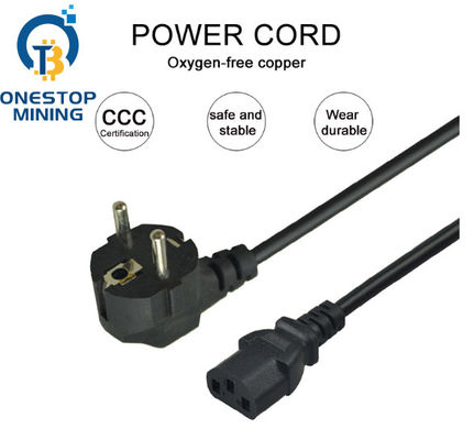 EU Plug Asic Miner Cấp điện Dây cáp 1,5m 1,8m 2m
